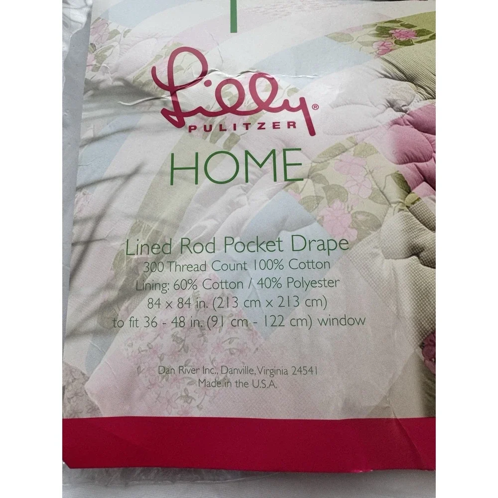Vintage Lilly Pulitzer Home Drape Curtain Perfectly Patchwork 84x84 RARE READ
